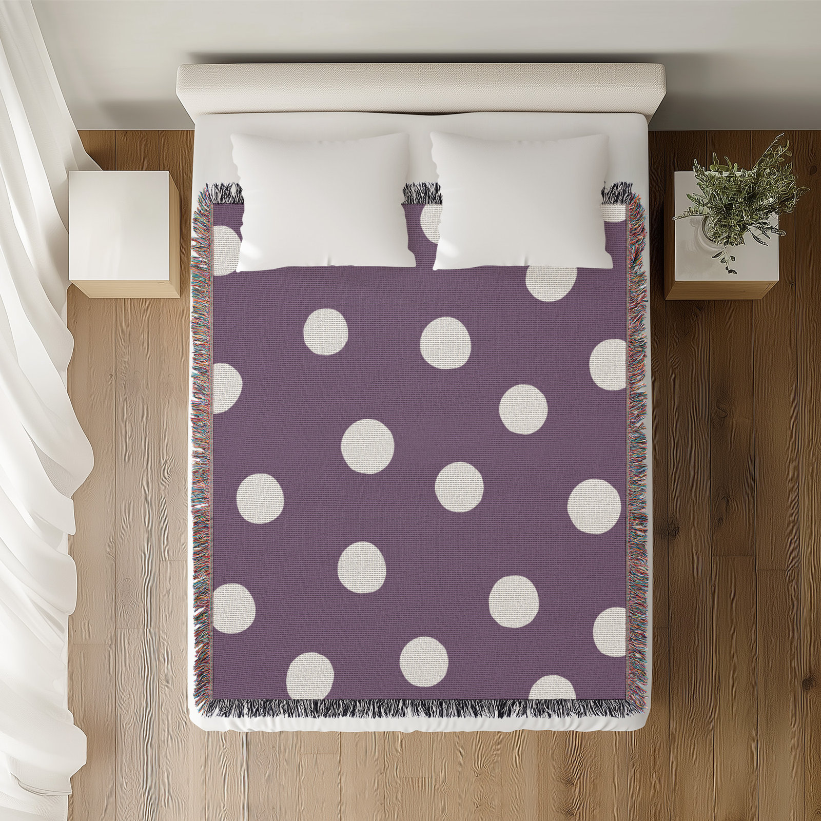 Leonore Cotton Hand Woven Throw Blanket, 60" x 80"- Queen, Purple