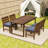 5-Piece Outdoor Dining Set with Solid Acacia Wood Table and 4 Cushioned Chairs for Garden or Deck-1024176583-1024176600