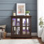 Vitrine 32 po en verre avec lumières DEL contrôlées par téléphone intelligent, buffet Buffet avec portes en verre et tablettes réglables, petite armoire de rangement pour objets de collection, salon, appartement-1869940625