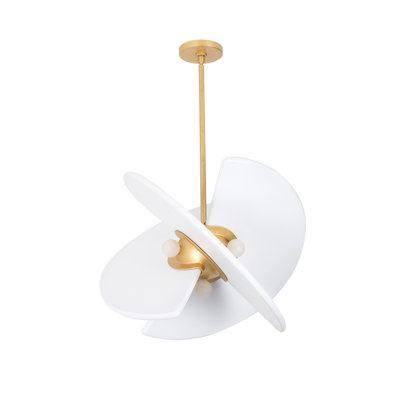 Rotary 4 LT Bright Gold/White Pendant Kalco
