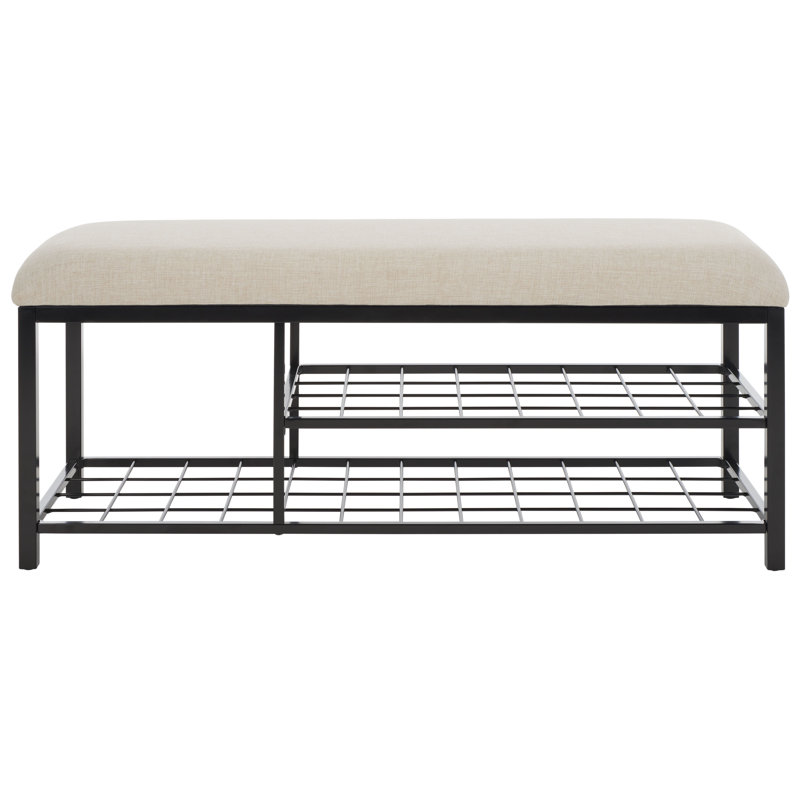 Edmea Polyester Upholstered Storage Bench, Cream