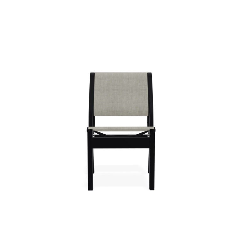 Chaise d'appoint empilable en polymère de qualité marine Leeward Sling, Ella, Noir