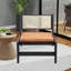 Chaise d'appoint en cuir véritable et rotin de 24 po de largeur en cuir véritable Analese-1211107321