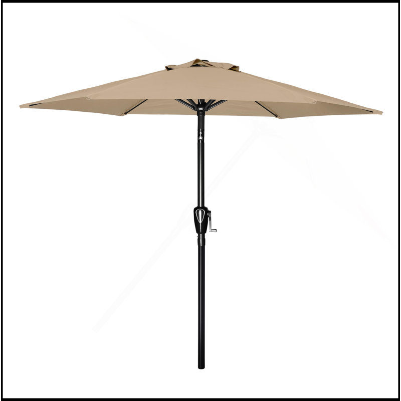 Parasol de jardin polyvalent pour terrasse de jardin de 7,5 pi avec bouton-poussoir inclinable / manivelle, 6 nervures robustes pour le jardin, la terrasse, la cour arrière, la piscine