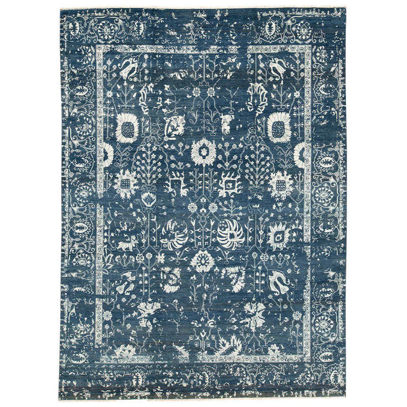 Wool Oriental Area Rug in Blue