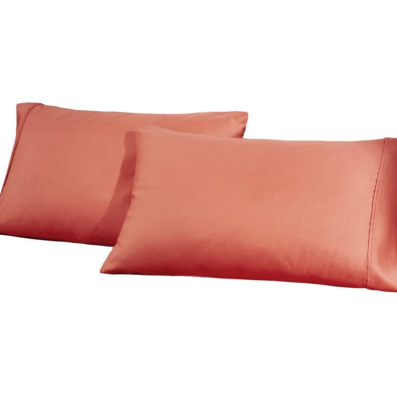 Superior 1200 Thread Count Wrinkle Resistant Cotton Blend Pillowcases, King, Coral