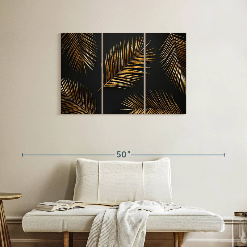 Harnek Golden Palm Leaves, 24" H x 38" W