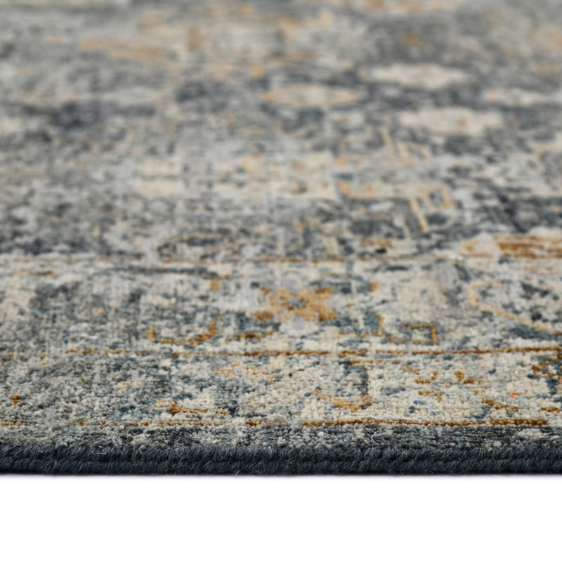 Oriental Handmade Hand-Knotted Area Rug in Blue/Gray, Rectangle 9' x 12'