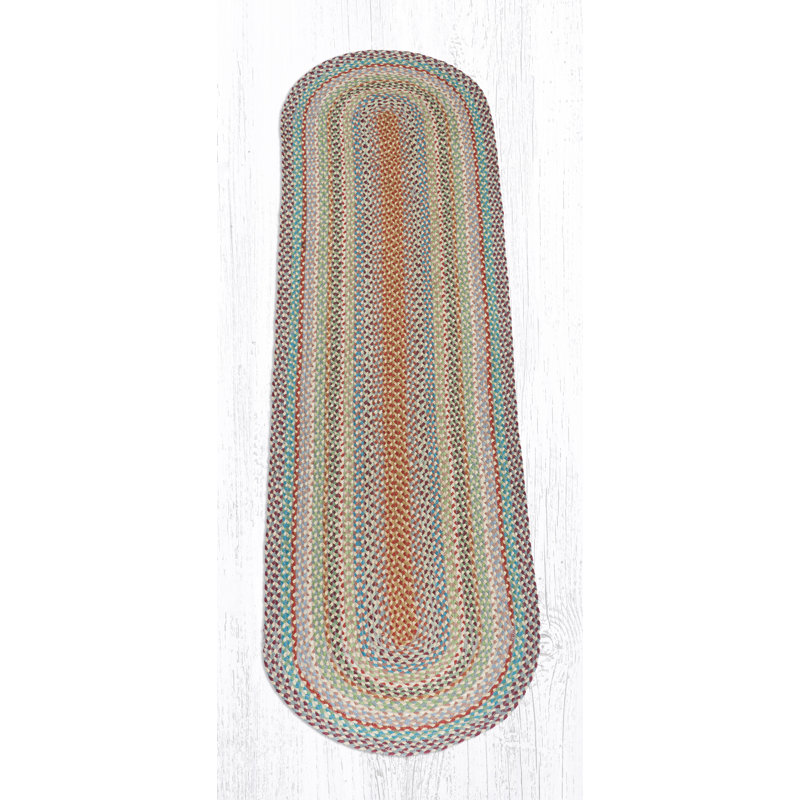 Earth Rugs Oval Accent Rug Multi Color Handwoven Braided Jute Rustic Farmhouse Style, Oval Runner 2' x 8'