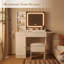 Meuble-lavabo de bureau pliable avec miroir lumineux, éclairage DEL réglable et multiprise intégrée-129618944
