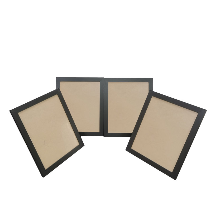 Fixturedisplays® 8" X 10" 8X10" Rectangular Photo Picture Frame 4PK Black Wood Photo Frame With Acrylic Lense Tabletop Sign Holder 22020-8X10