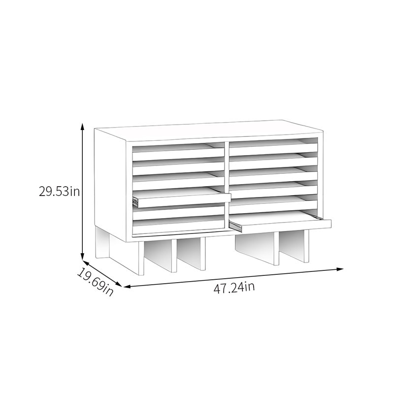 Présentoir à tiroir minimaliste, H 29,53 po x l 47,24 po x P 19,69 po