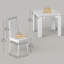 Ensemble de table de salle à manger pour 2 personnes, table de cuisine carrée et chaises en polyuréthane, blanc