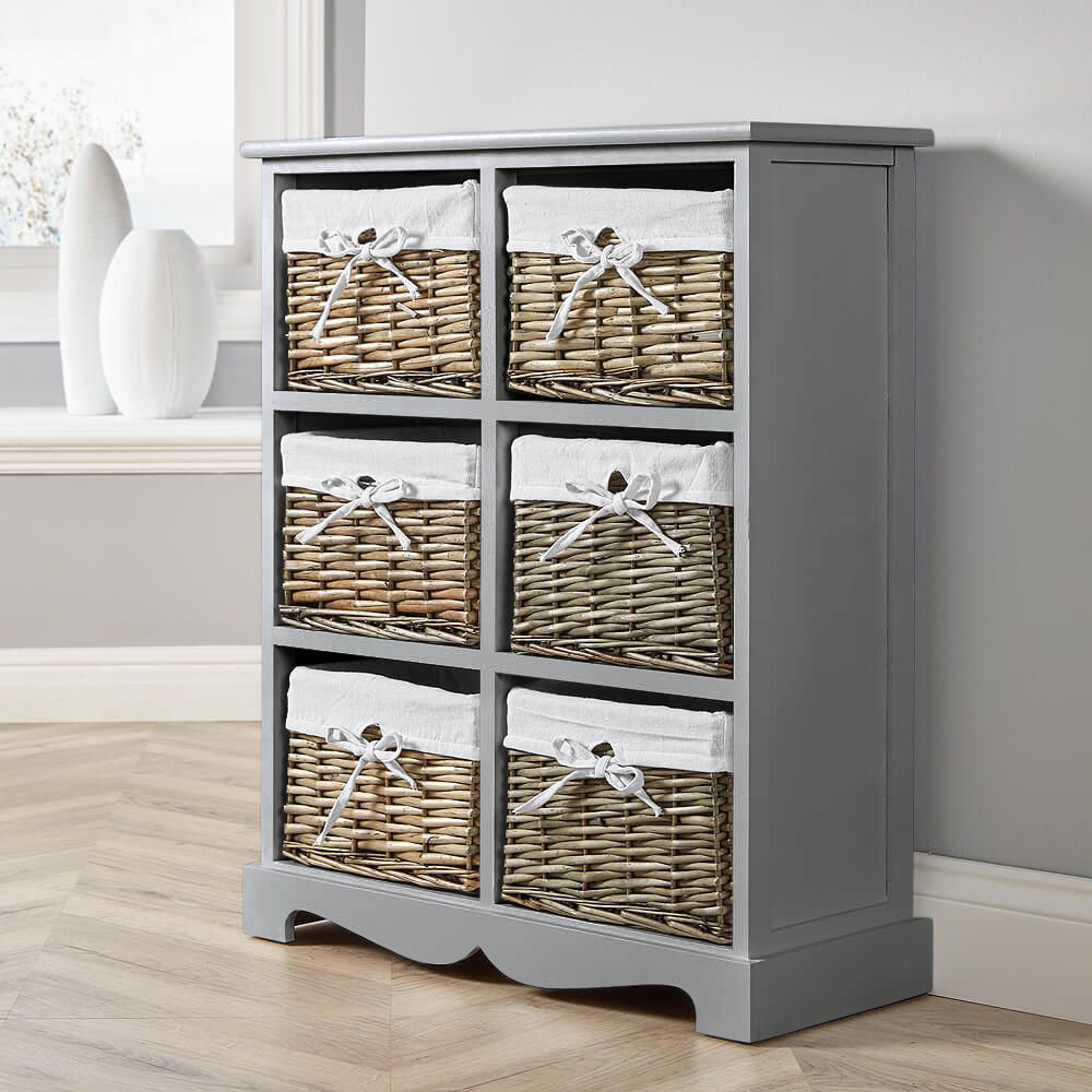 Casey Fully Assembled 6 Wicker Basket Drawer Chest