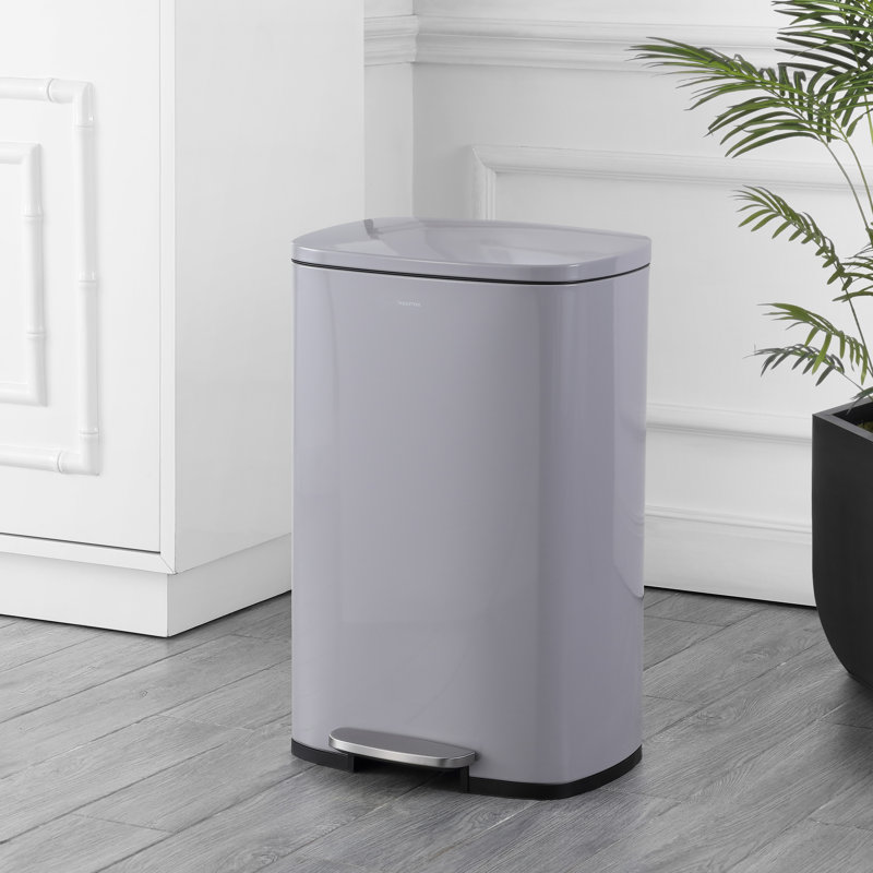 Steel Step On Kitchen Trash Can - 13.2 Gallons, Fog Gray