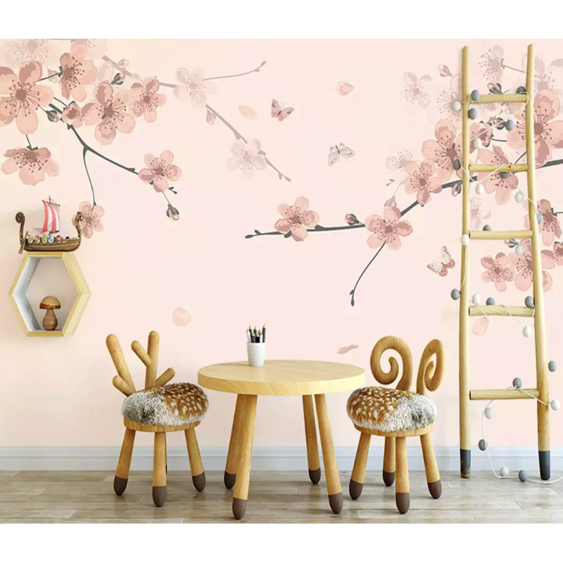 Papier peint amovible fleur de cerisier Sakura, L 35,04 po x l 55 po