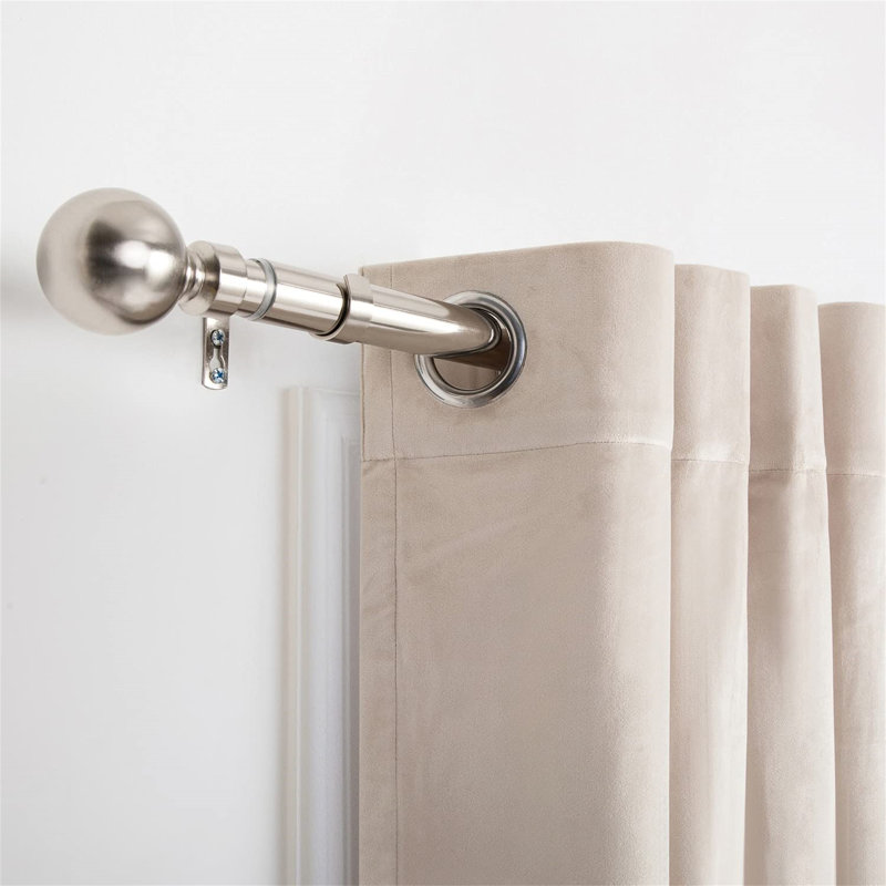 Altadena Adjustable Single Curtain Pole, 120cm W x 3cm D, Nickel