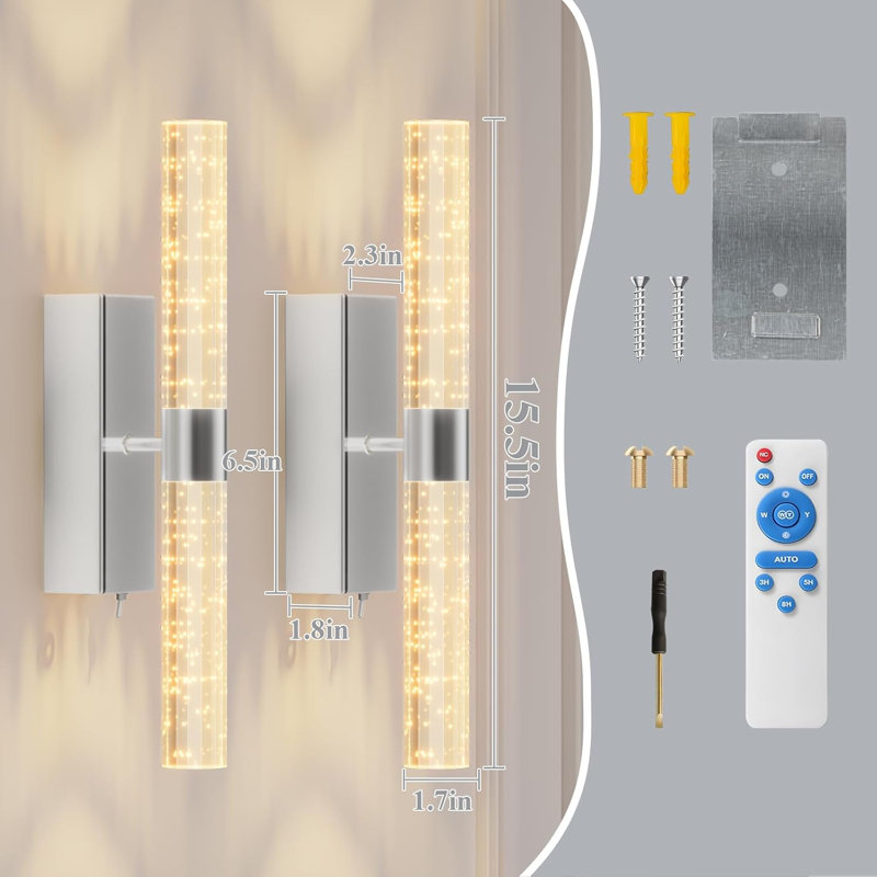 Battery Powered Wall Lamp, Silver