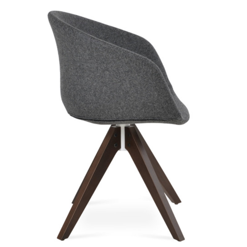 Chaise pivotante Tribeca Pyramid, Gris foncé, Noyer