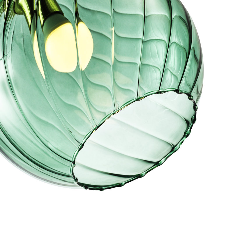 Alifonso Designer Chic Ceiling Light with Brushed Base and Glass Shade, Green
