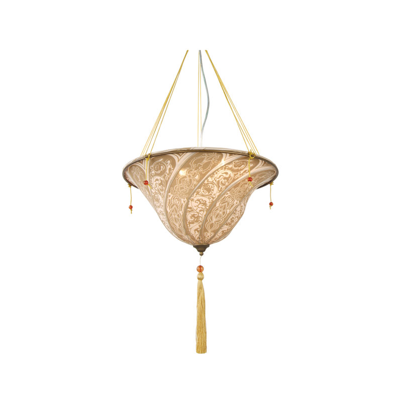 Luminaire suspendu traditionnel en tissu 2 lumières