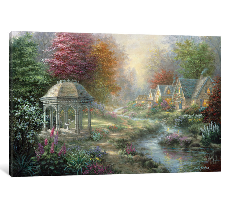 «Gazebo Village» par Nicky Boehmen - impression sur toile tendue, H 40 po x l 60 po x P 1,5 po
