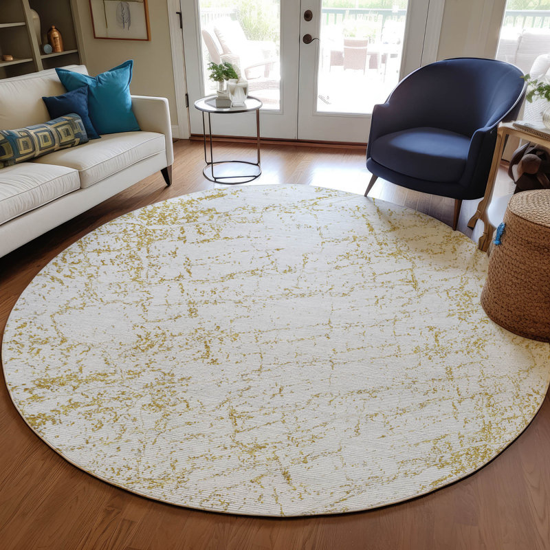 Tapis intérieur / extérieur en polyester tissé à la machine Karter, Rond 8 pi