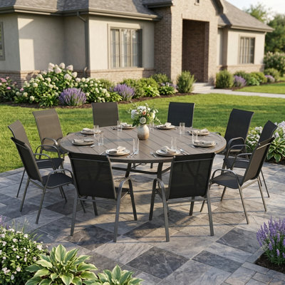 60" Round Patio Dining Set For 10-Person