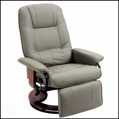 Faux Leather Manual Recliner With Swivel Wood Base And Padded Armrest For Ultimate Comfort And Style