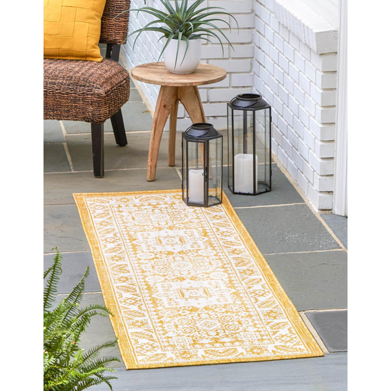 Tapis intérieur / extérieur brun Anaruth, Tapis de couloir 2 pi 7 po x 12 pi