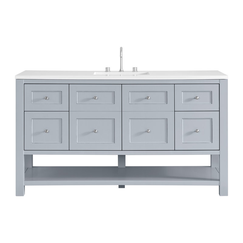 Breckenridge 60'' W Single Vanity, Serenity Blue, White Zeus, Widespread