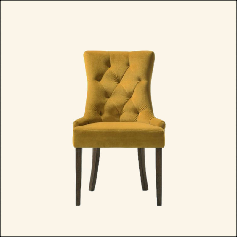 Ensemble de 3 chaises de salle à manger rembourrées en tissu, 3, Jaune