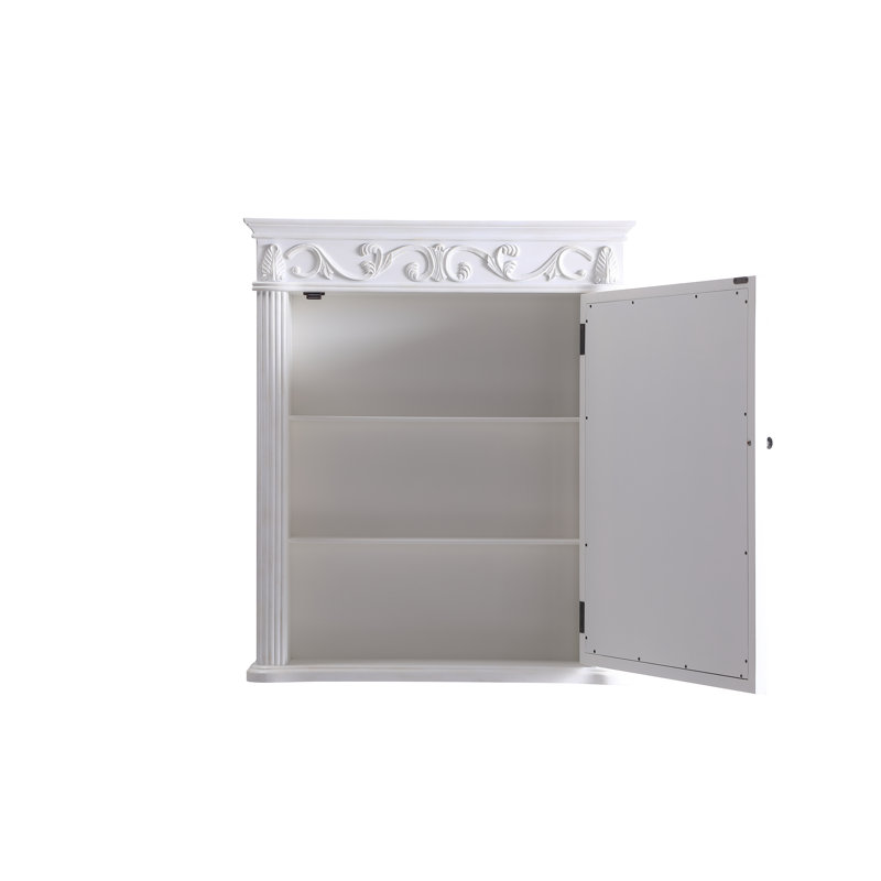 Armoire à pharmacie avec 3 tablettes Aurillon, H 38 po x l 32 po x P 6 po, Blanc antique
