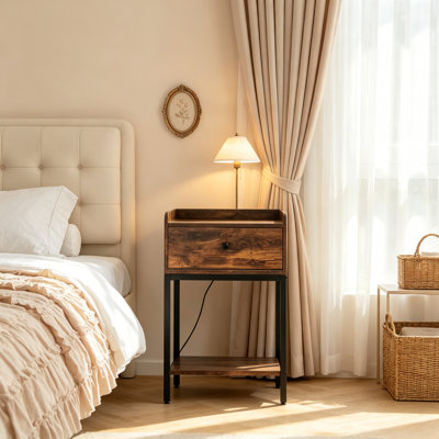 40cm W Metal Bedside Table