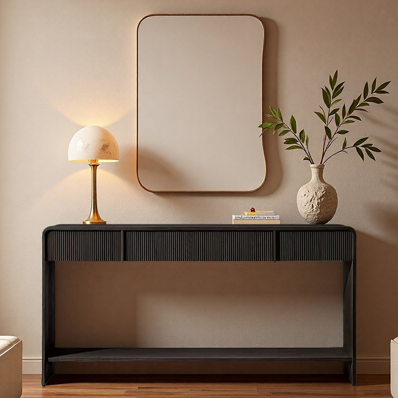 Console américaine simple de style rétro, H 33,9 po x l 59 po x P 13,8 po, Noir
