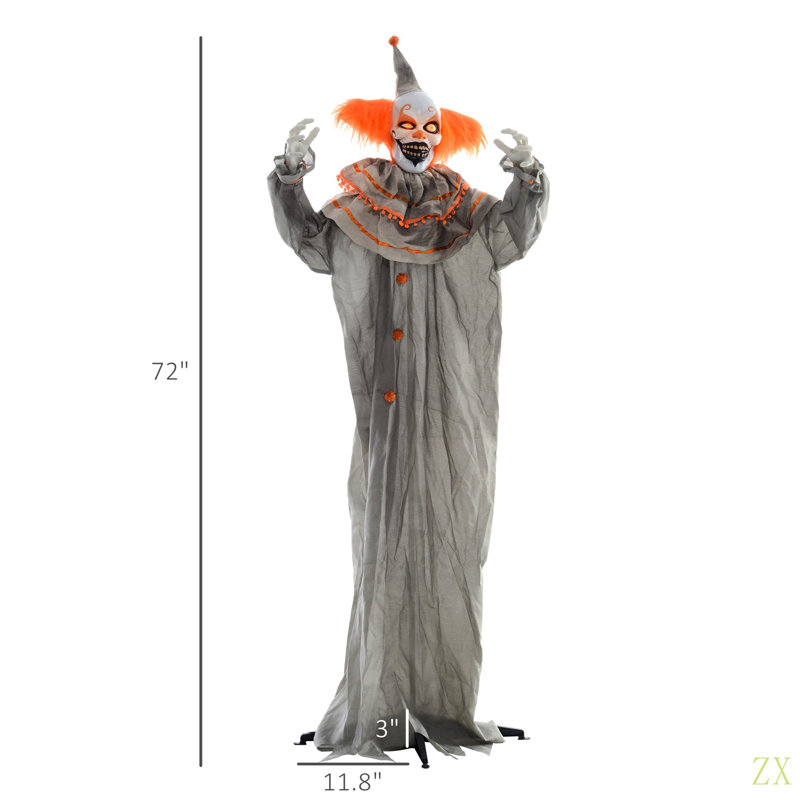 Hai clown, décoration d'Halloween extérieure animatronique, son et lumière activés par les yeux