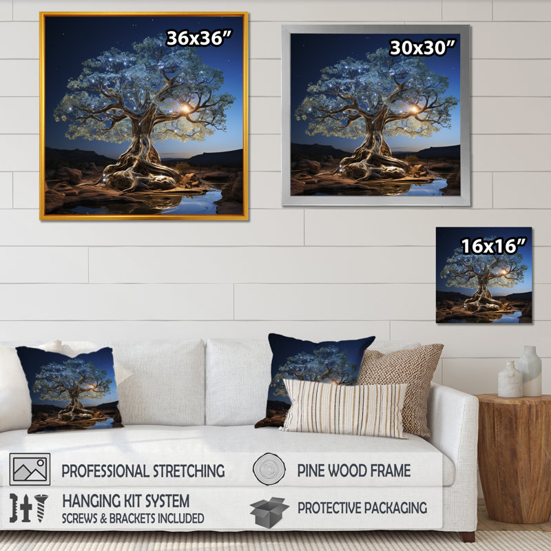 Baobab céleste photo I encadrée sur toile, H 30 po x l 30 po x P 1 po, Cadre flottant noir