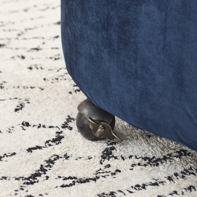Button Tufted Velvet Upholstered Swivel Chair, Blue Velvet