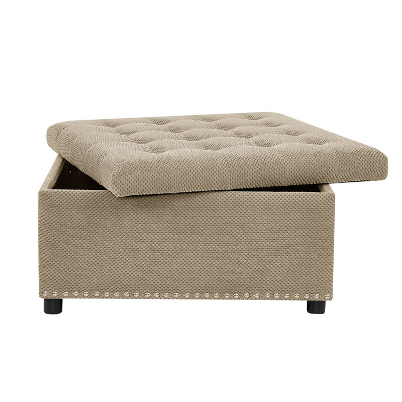 Storage Ottoman, Tufted Footstool, Nailhead Trim Ottoman, Square Storage Ottoman, Upholstered Coffee Table, Bedroom Storage, Living Room Accent
