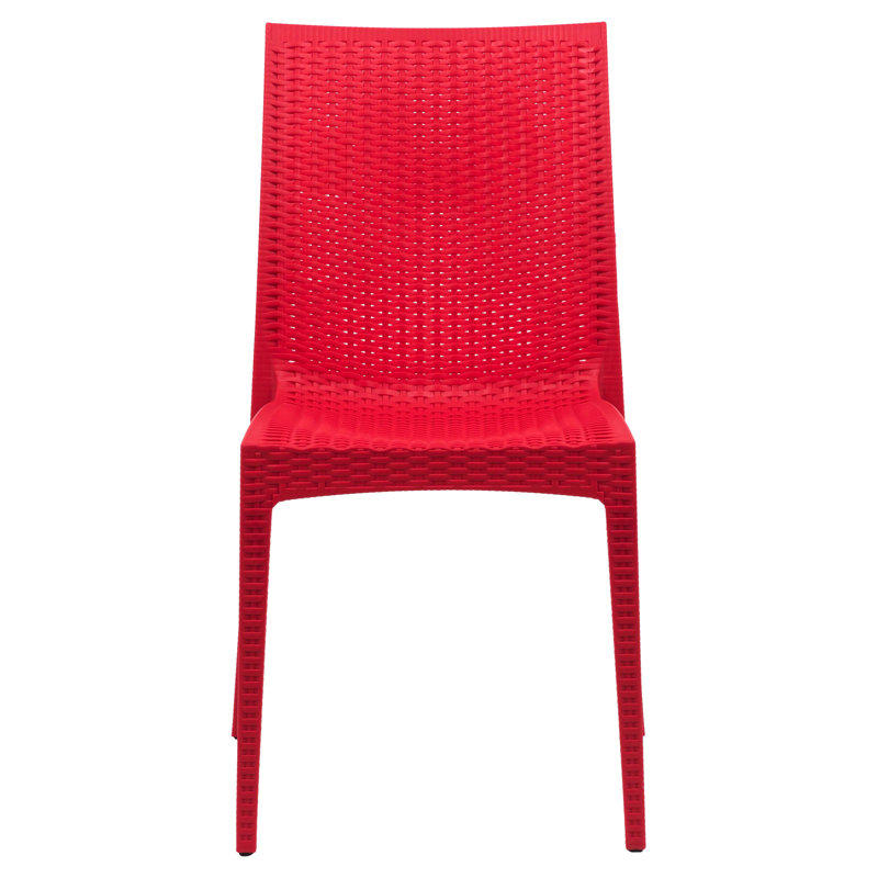 Chaise de patio en osier empilable Mace, rouge, Single