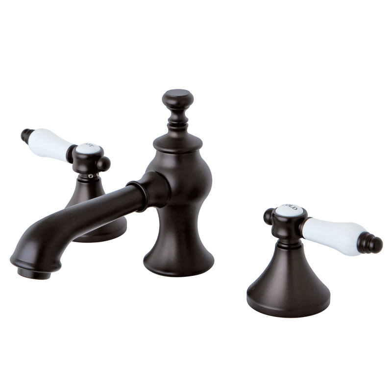 Kingston Brass Bel-Air Two-Handle 3-Hole Deck Mount Widespread Bathroom Faucet with Brass Pop-Up Drain, Oil Rubbed Bronze