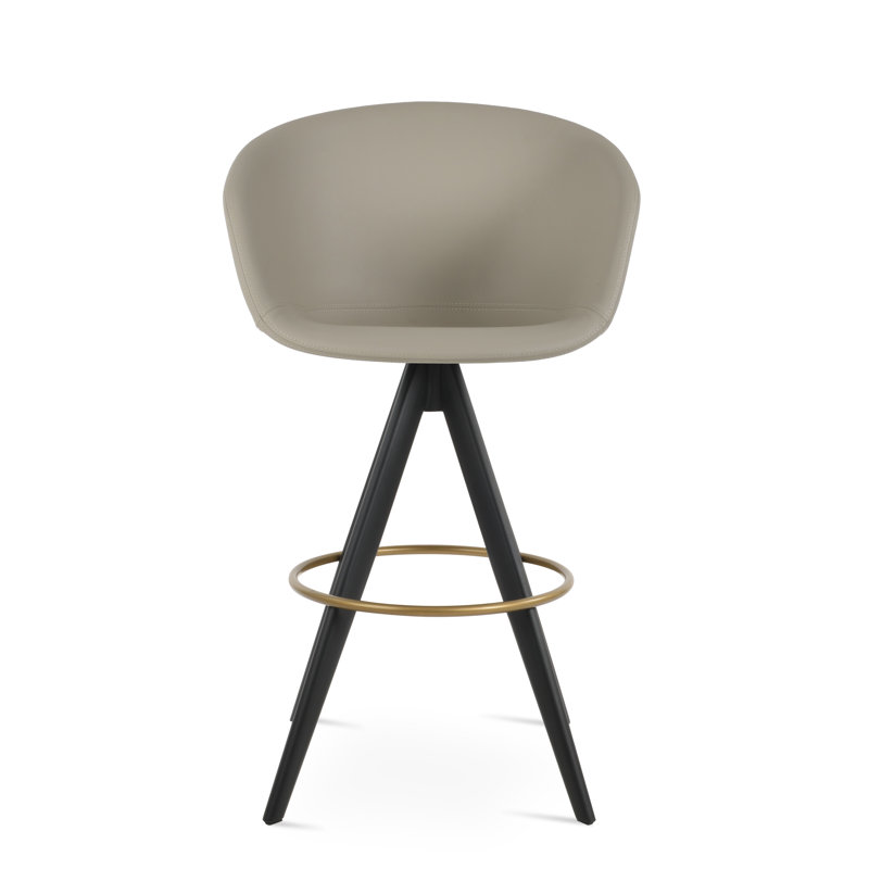 Tabouret de bar Tribeca Pyramid, Noir, Tabouret de comptoir (siège d'une hauteur de 27 p, Similicuir os