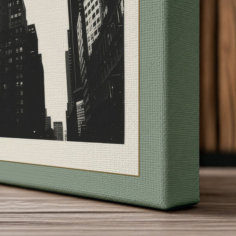 Geometric Metropolis Industrial - Wrapped Canvas, 24x16 - 61.0 x 40.6 cm, Sage Border