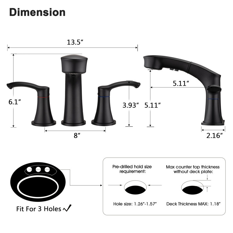 2-handle Bathroom Faucet, Black