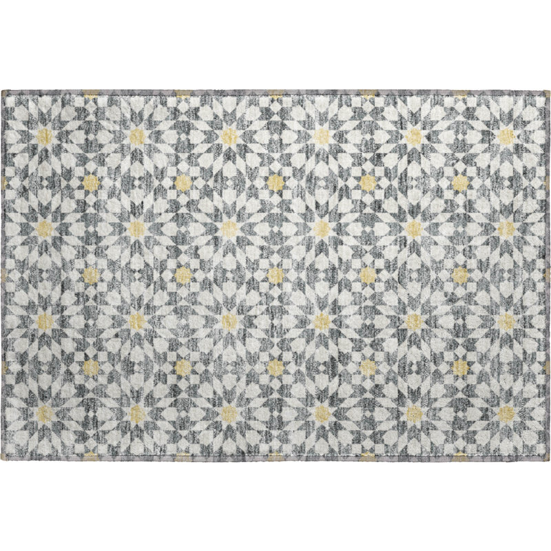 Premium Machine Washable Tweedy Gray Rug, Rectangle 1'8" x 2'6"