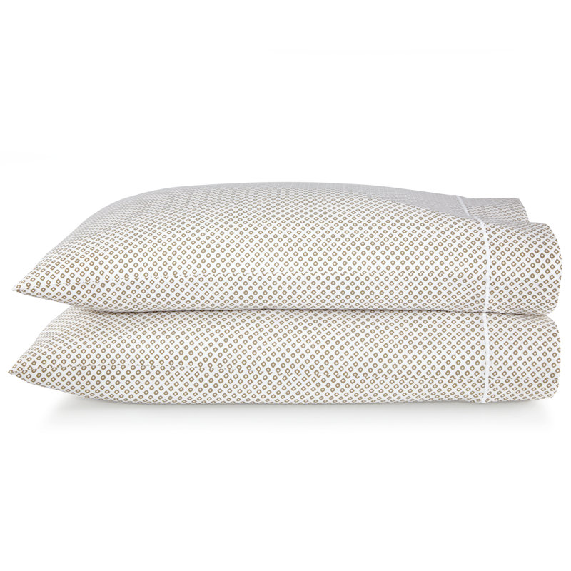 Emma 300 Thread Count Geometric Egyptian-Quality Cotton Sateen Pillowcase, Standard Pillowcase, Linen
