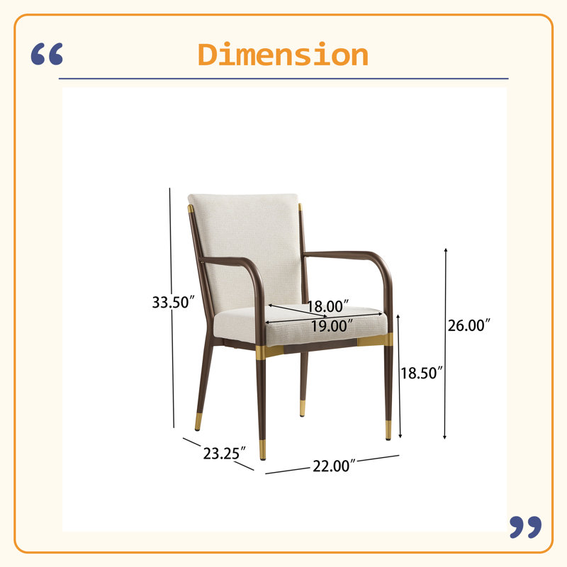 Chaise avec accoudoirs de salle à manger solide et confortable - ensemble de 2, Beige, Beige