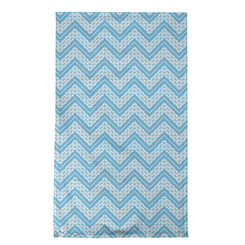 Serviette à thé à chevrons à la main Stephenie, Bleu clair / gris / blanc, Sergé de coton