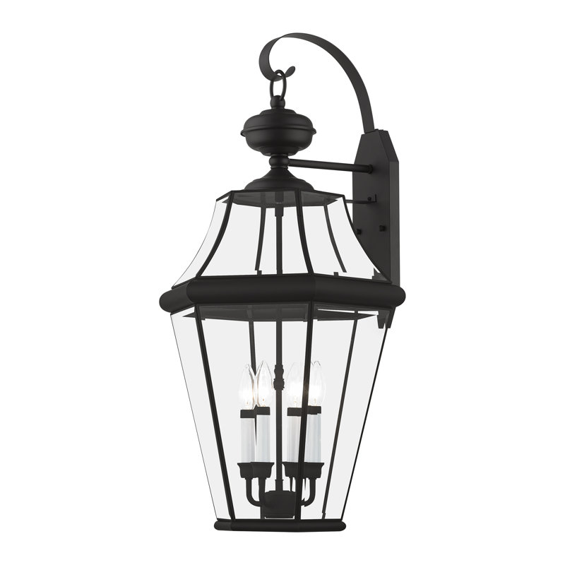 Lanterne murale d'extérieur en verre biseauté H 30 po Creason 4, Noir