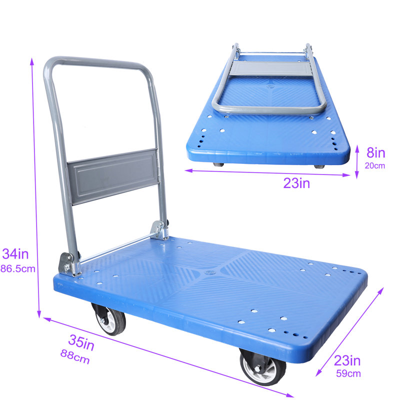 Chariot d'atelier pliable d'une capacité de 660 lb - Plateforme mobile robuste avec poignée pivotante pour transport d'outils